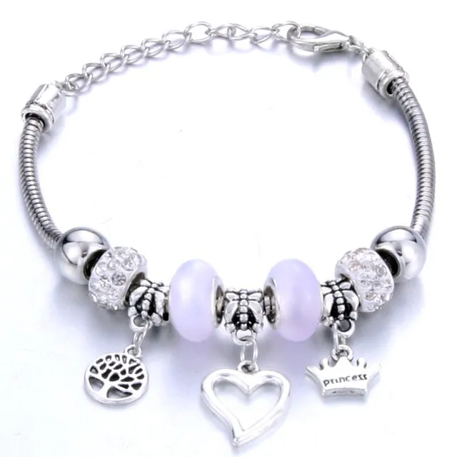 Antique Original Heart-Shaped buena suehe Charm Bracelets For Women Glass Beads Brand Bracelet & Bangle DIY Jewelry Gifts