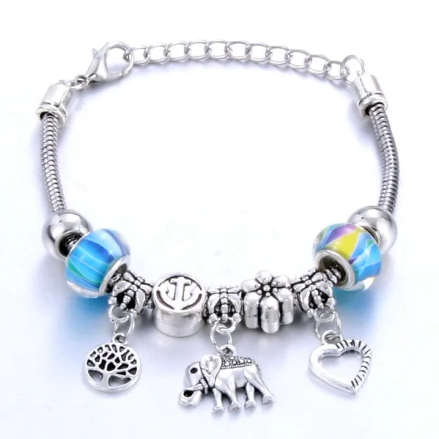 Antique Original Heart-Shaped buena suehe Charm Bracelets For Women Glass Beads Brand Bracelet & Bangle DIY Jewelry Gifts