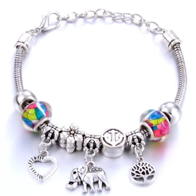 Antique Original Heart-Shaped buena suehe Charm Bracelets For Women Glass Beads Brand Bracelet & Bangle DIY Jewelry Gifts