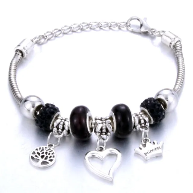 Antique Original Heart-Shaped buena suehe Charm Bracelets For Women Glass Beads Brand Bracelet & Bangle DIY Jewelry Gifts