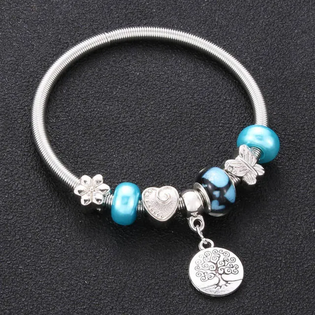 Antique Original Heart-Shaped buena suehe Charm Bracelets For Women Glass Beads Brand Bracelet & Bangle DIY Jewelry Gifts