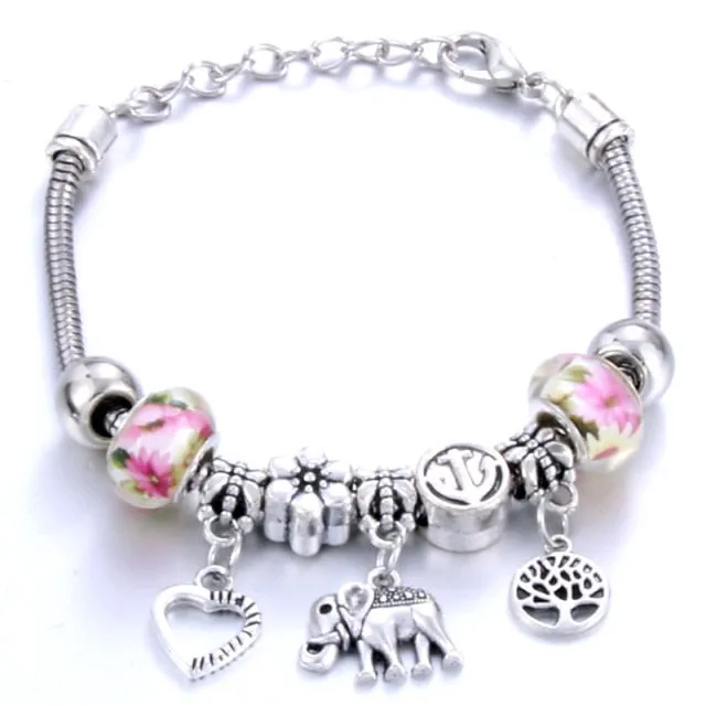 Antique Original Heart-Shaped buena suehe Charm Bracelets For Women Glass Beads Brand Bracelet & Bangle DIY Jewelry Gifts