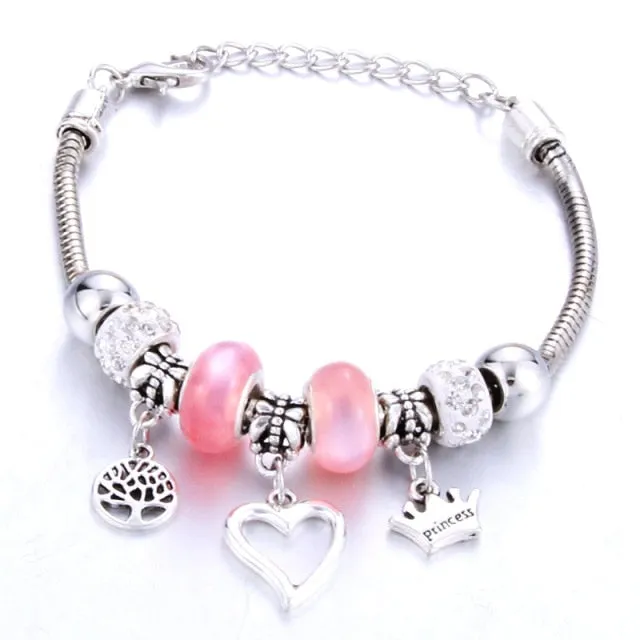 Antique Original Heart-Shaped buena suehe Charm Bracelets For Women Glass Beads Brand Bracelet & Bangle DIY Jewelry Gifts