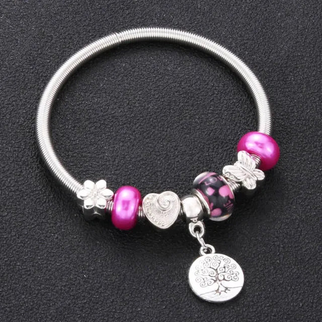 Antique Original Heart-Shaped buena suehe Charm Bracelets For Women Glass Beads Brand Bracelet & Bangle DIY Jewelry Gifts
