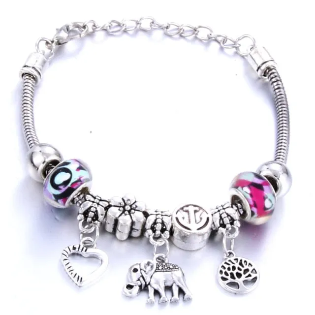 Antique Original Heart-Shaped buena suehe Charm Bracelets For Women Glass Beads Brand Bracelet & Bangle DIY Jewelry Gifts