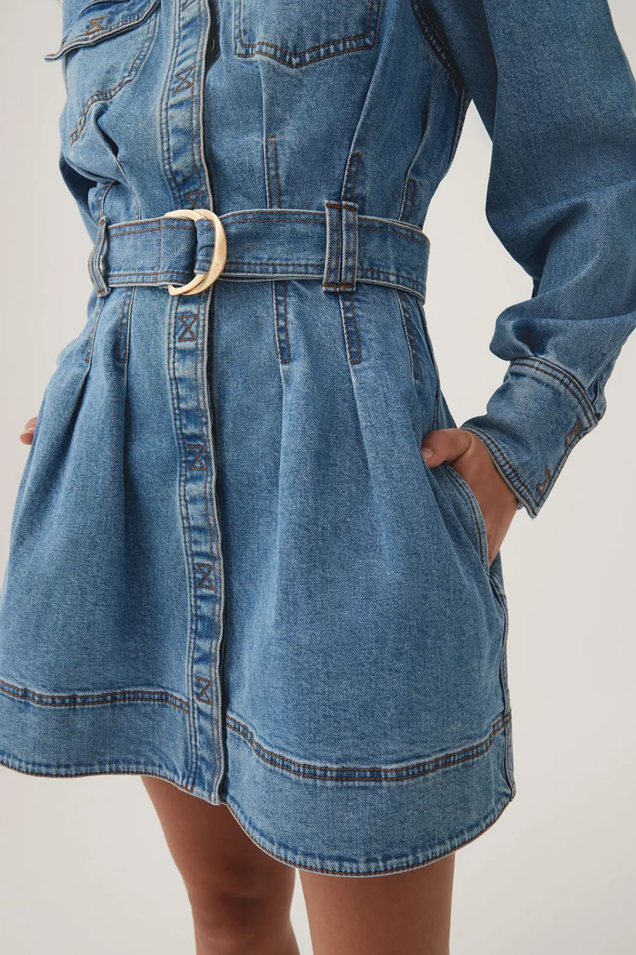 Aradia Denim Mini Dress Classic Wash