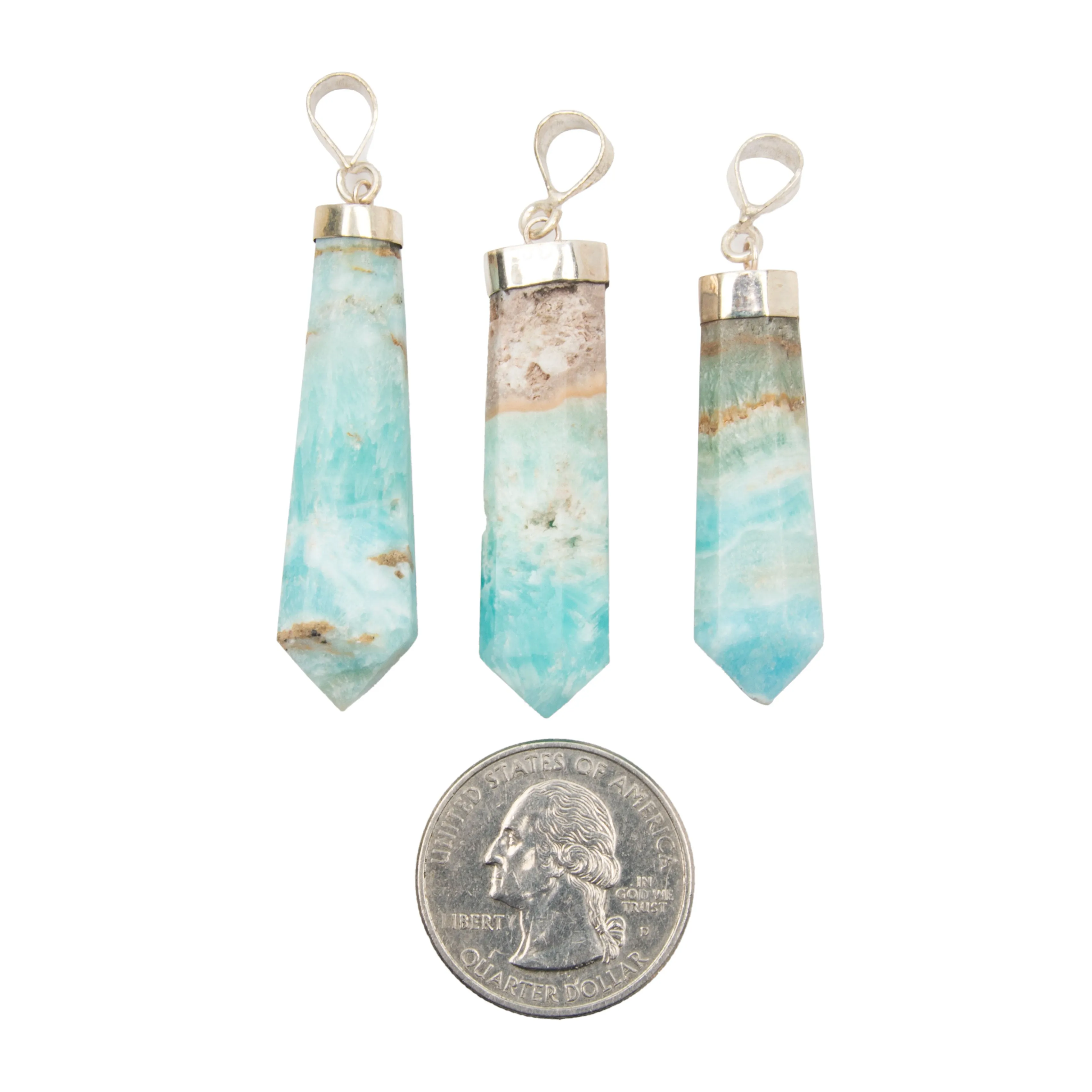 Aragonite - Blue, Point Pendants