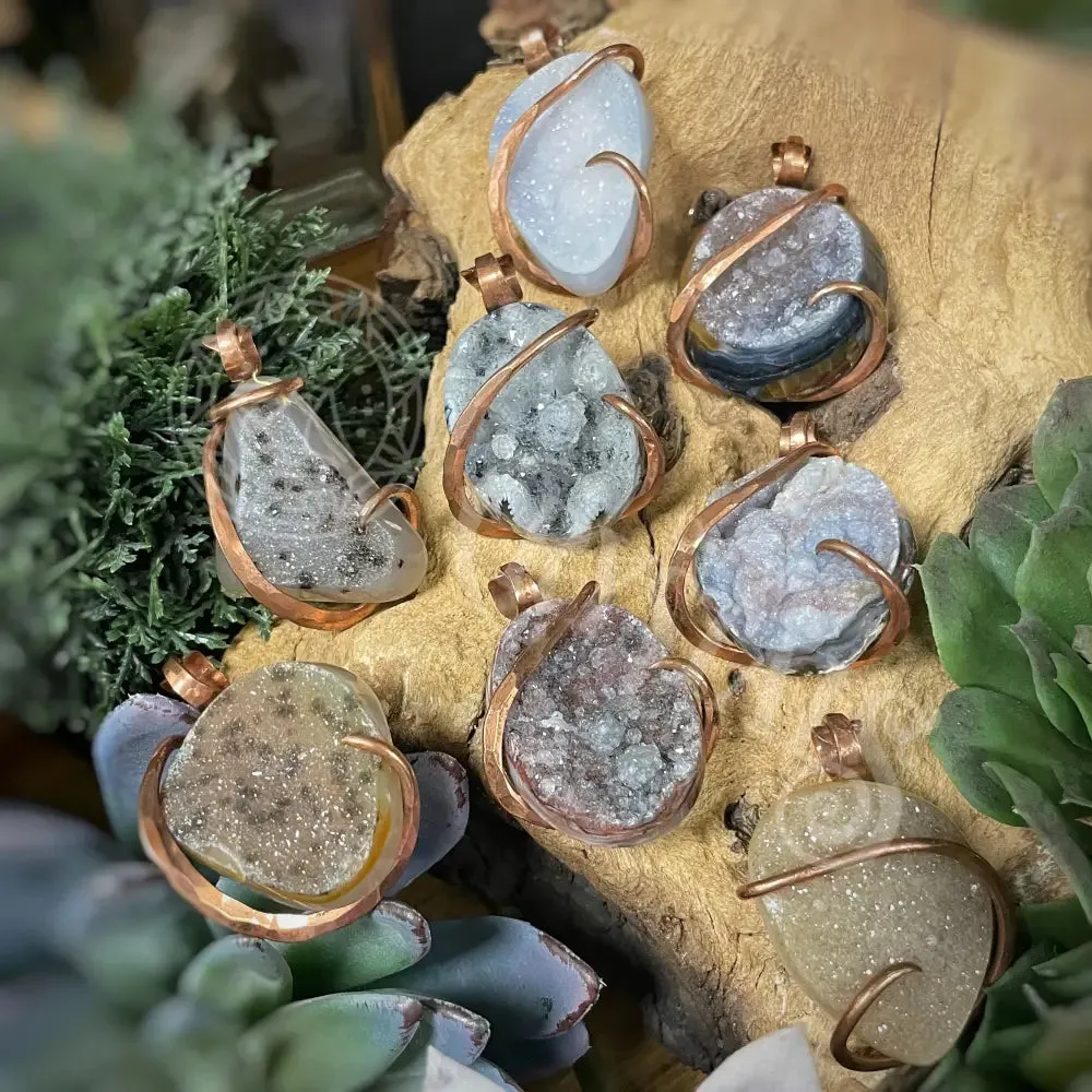 Artisan Druzy with copper - Medium 1.3" - 1.5" - Pendant