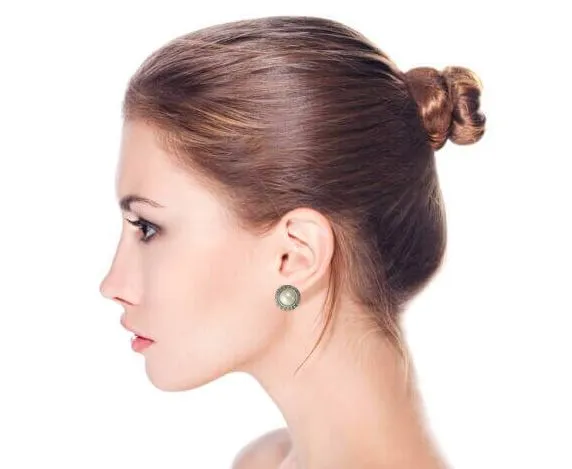 Balinese Button Style Clip-On Earrings with Simulated Pearl and Black Onyx