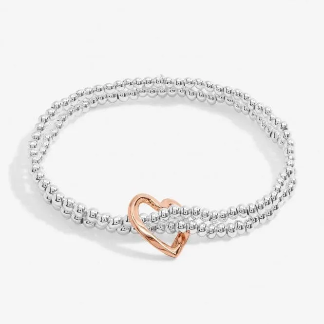 Bar Twist Heart Silver & Rose Gold Plated 17.5cm Bracelet 7206
