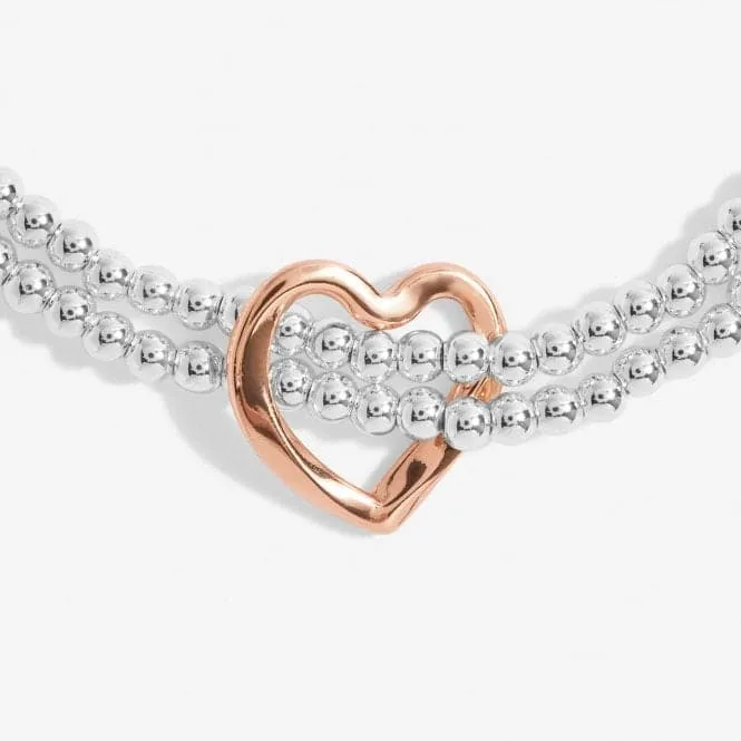 Bar Twist Heart Silver & Rose Gold Plated 17.5cm Bracelet 7206