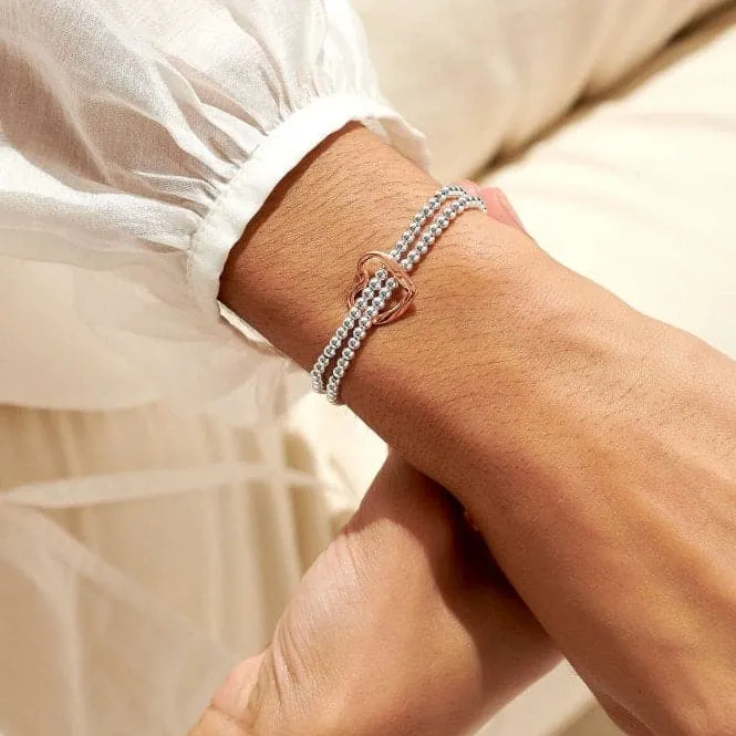 Bar Twist Heart Silver & Rose Gold Plated 17.5cm Bracelet 7206