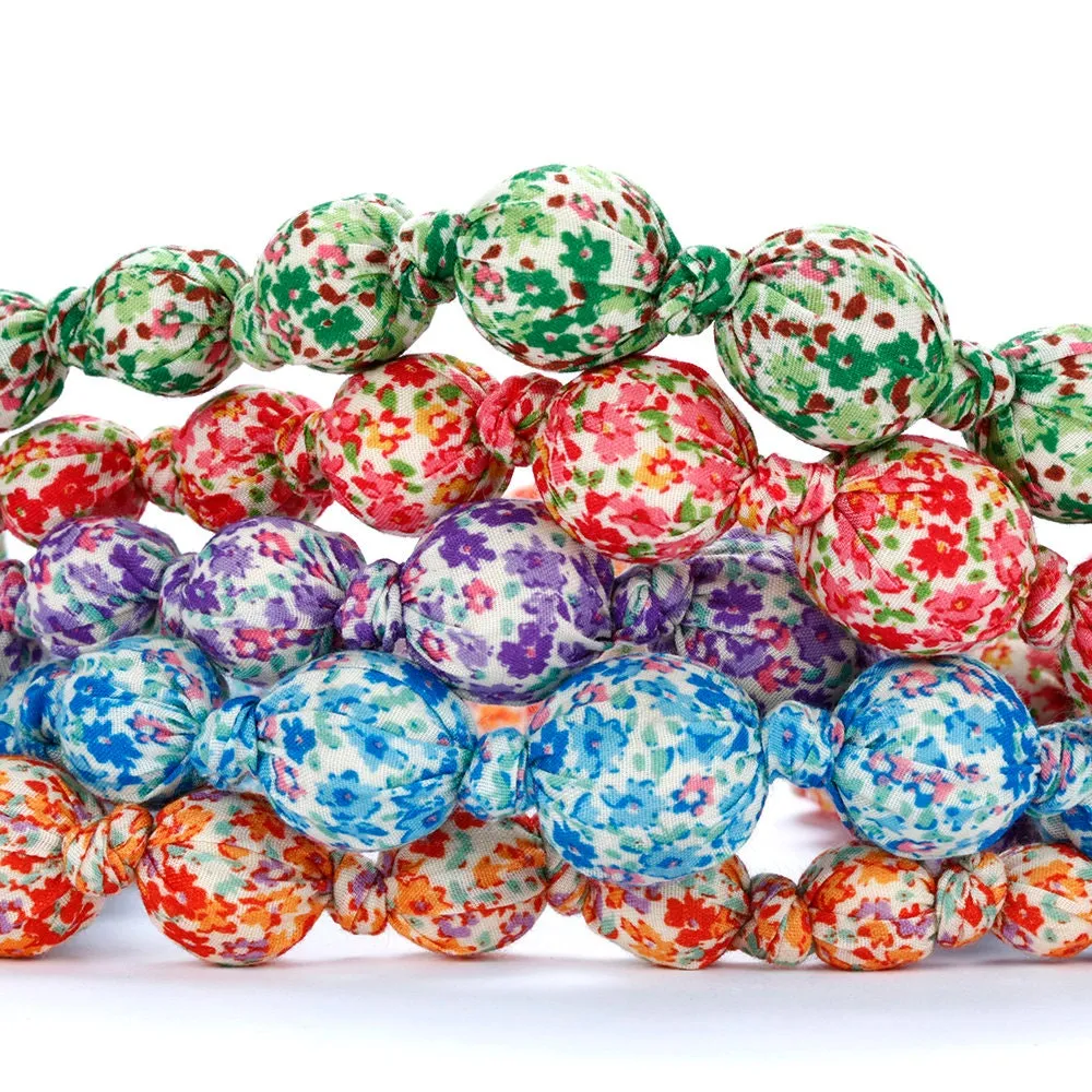 Beaded Cloth Necklace, Floral Orange