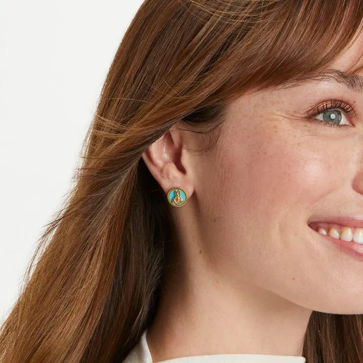 Bee Cameo Stud Earrings | Ivory Enamel
