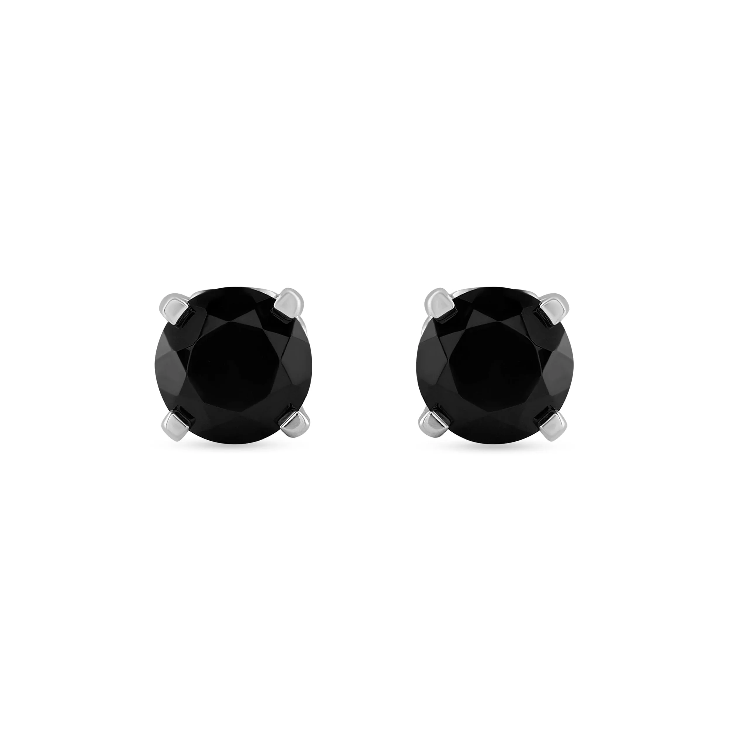 Black Spinel Stud Earrings in Sterling Silver