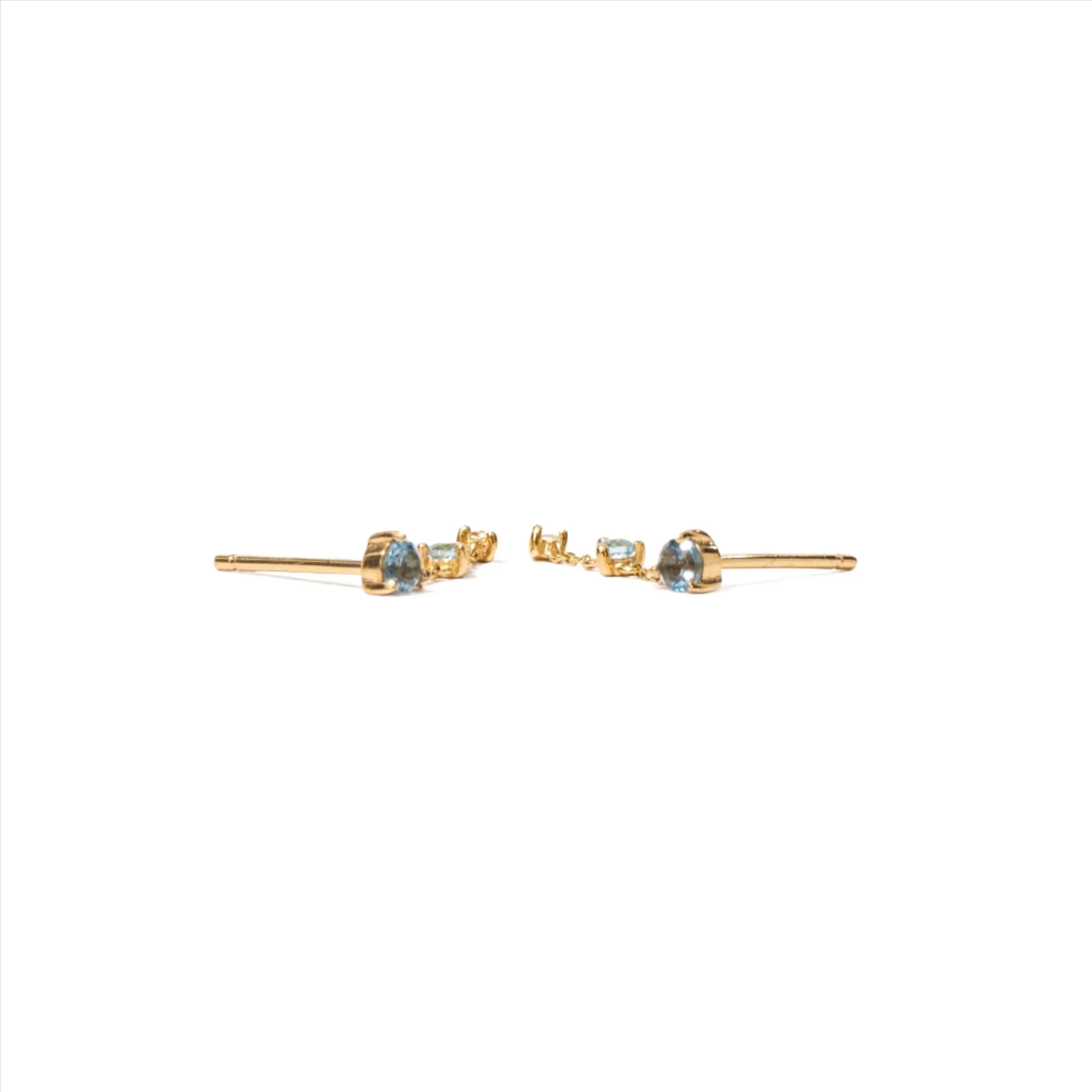 Blue Topaz Tri Tone Earrings