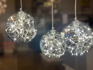 Boccini Cluster 5 light 3500k LED Chrome with Smoked glass 650 Diameter, 2m drop pendant light (3 Cartons)