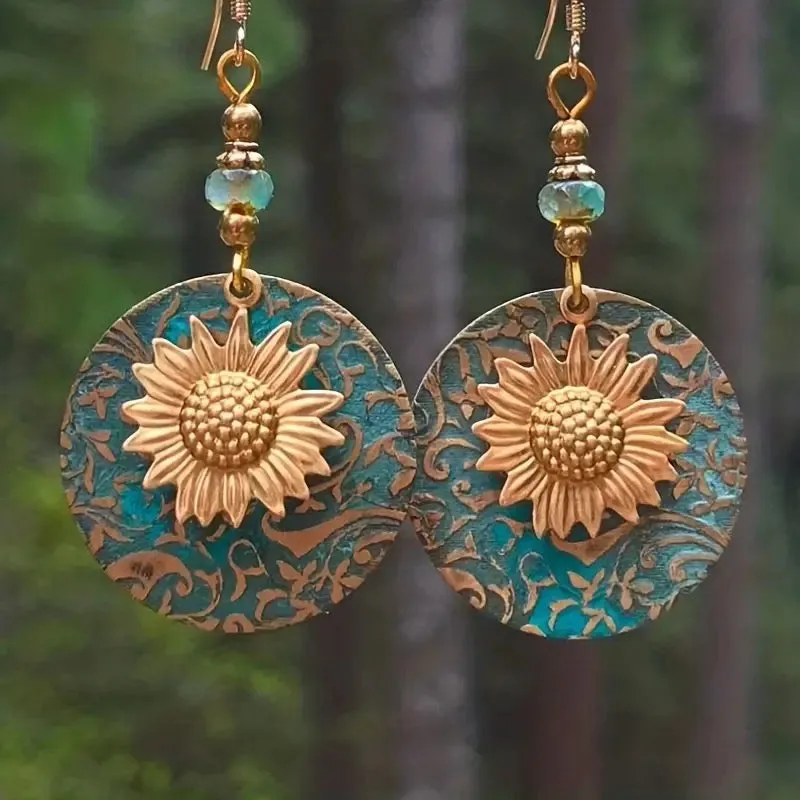 Boho Sunflower Dangle Earrings