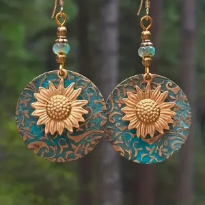 Boho Sunflower Dangle Earrings