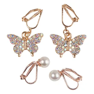 Boutique Butterfly Clip on Earrings for kids , 2 Count