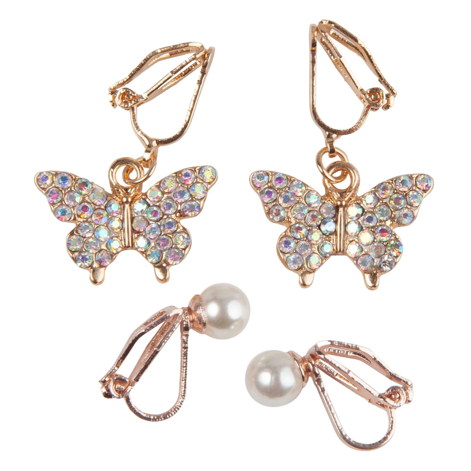 Boutique Butterfly Clip on Earrings for kids , 2 Count