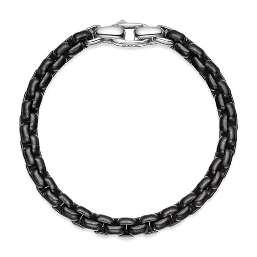 Box Chain Bracelet with Stainless Steel and Sterling Silver, 7.3mm, Size Medium