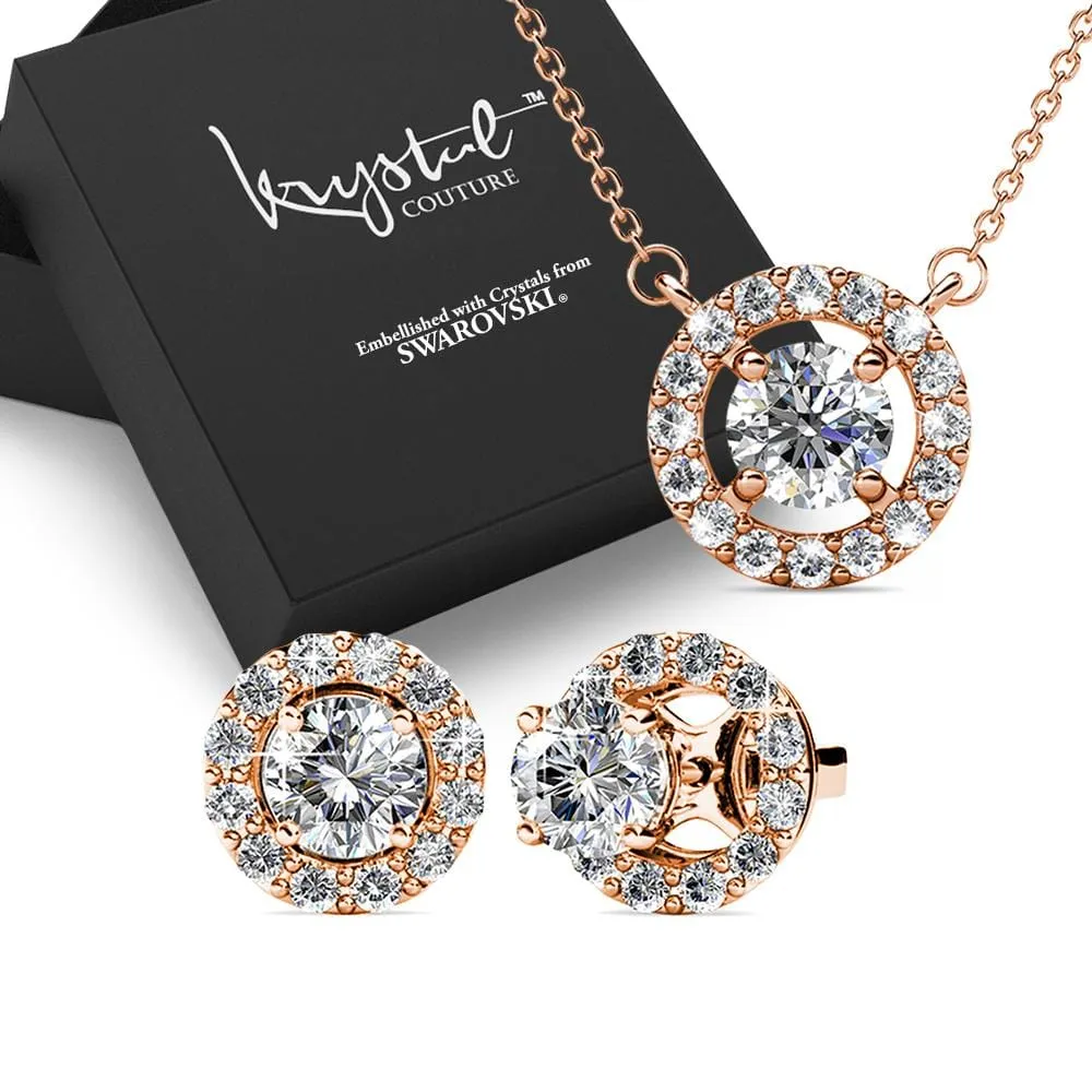 Boxed Minute Oval Rose Gold Set Embellished with SWAROVSKI® Crystals