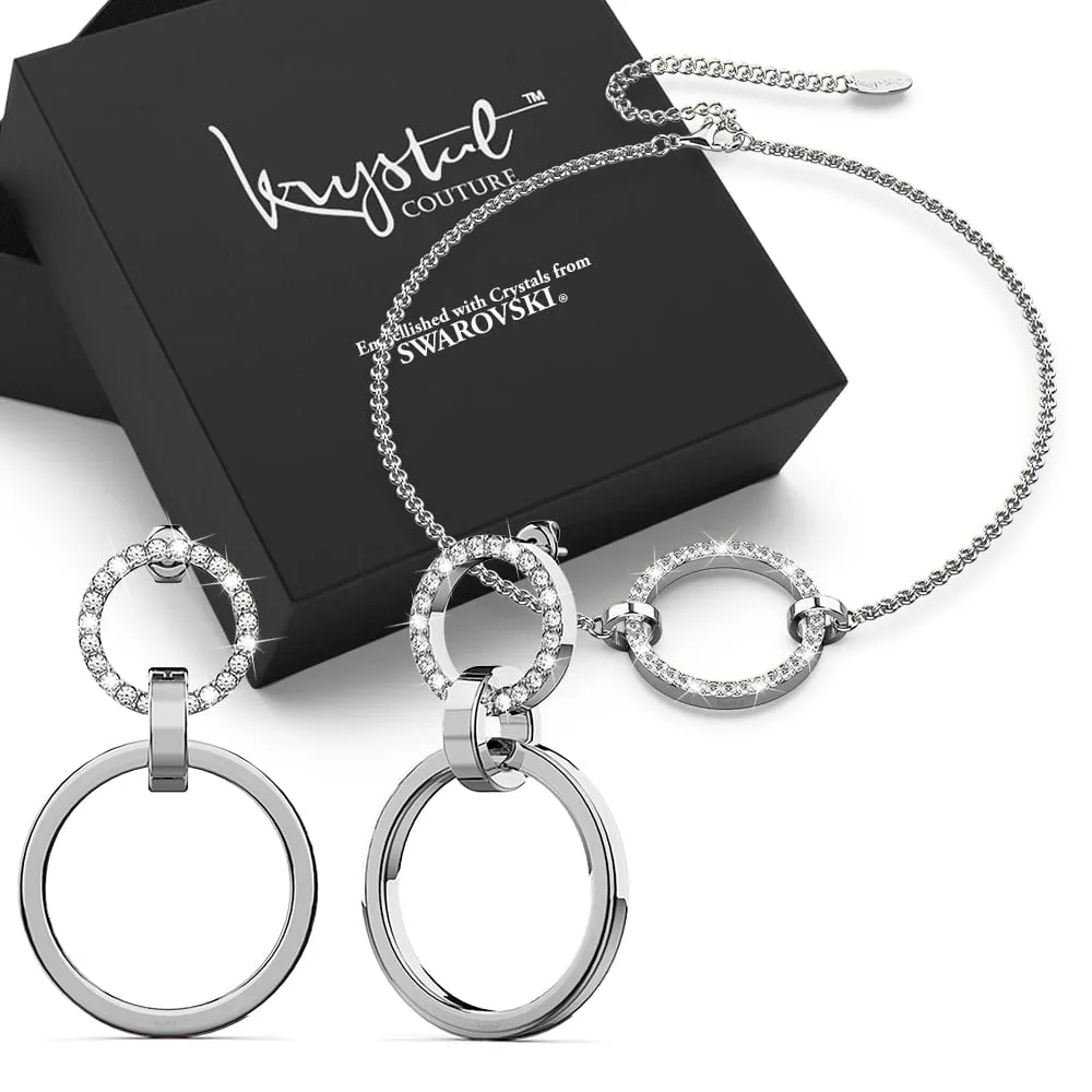 Boxed Orbit of Radiance Earrings & Beauty Bracelet Set with SWAROVSKI® Crystal in White Gold