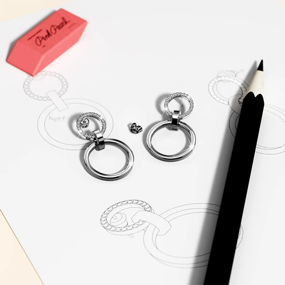 Boxed Orbit of Radiance Earrings & Beauty Bracelet Set with SWAROVSKI® Crystal in White Gold