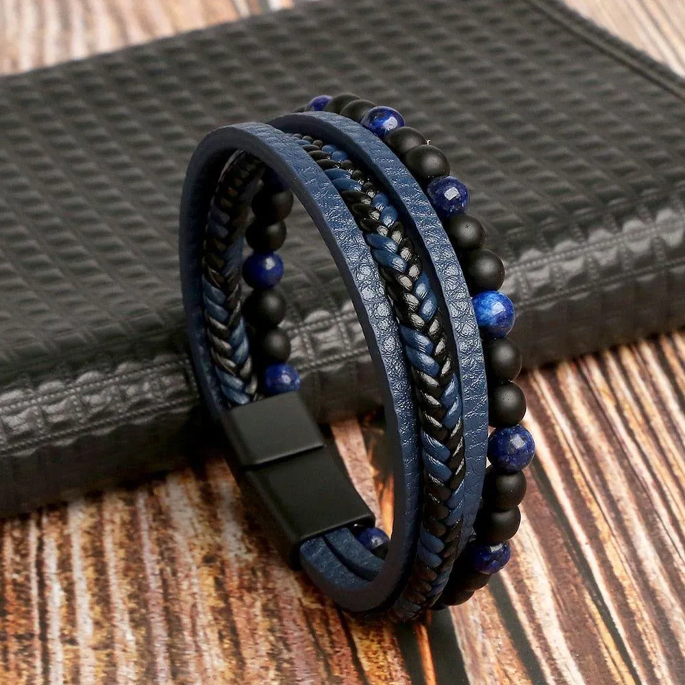 Bracelet Charm Jewelry 2021 woven Multi-layer Accessory Stainless Steel Leather Bracelet For Unisex