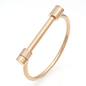 Brand Jewellery Screw Love Bracelets For Women CNC Inlaid Zircon Crystal D Shape Bracelets & Bangles Pulsera Christmas Gift