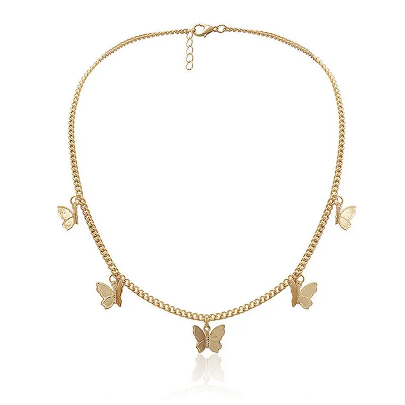 Butterfly Choker Necklace for Women and Girls With Short Chain in Gold and Silver.