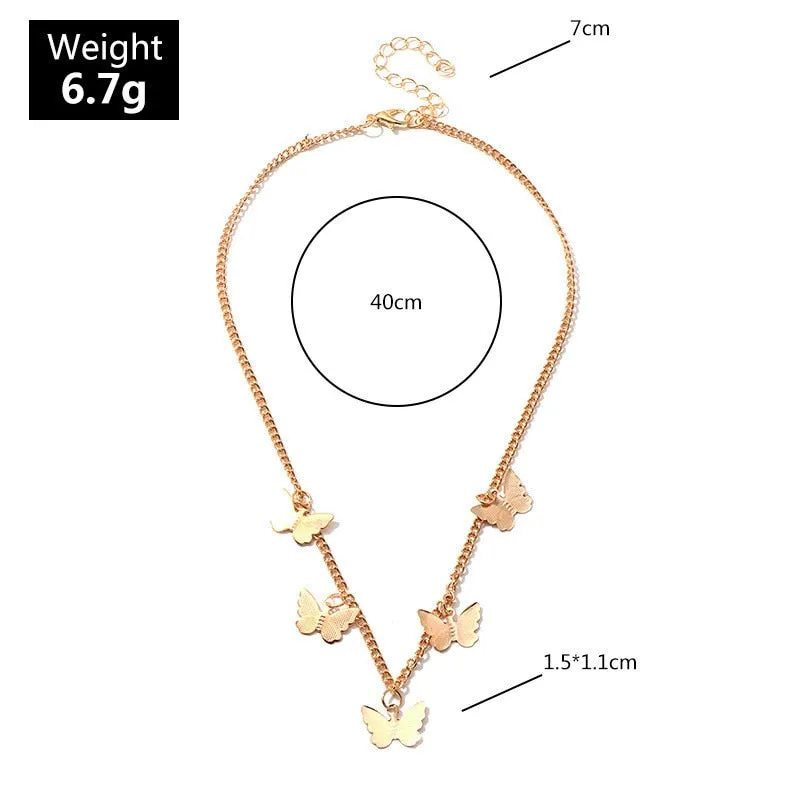 Butterfly Choker Necklace for Women and Girls With Short Chain in Gold and Silver.