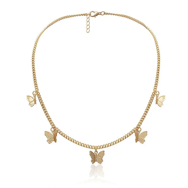 Butterfly Choker Necklace for Women and Girls With Short Chain in Gold and Silver.