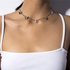 Butterfly Choker Necklace for Women and Girls With Short Chain in Gold and Silver.