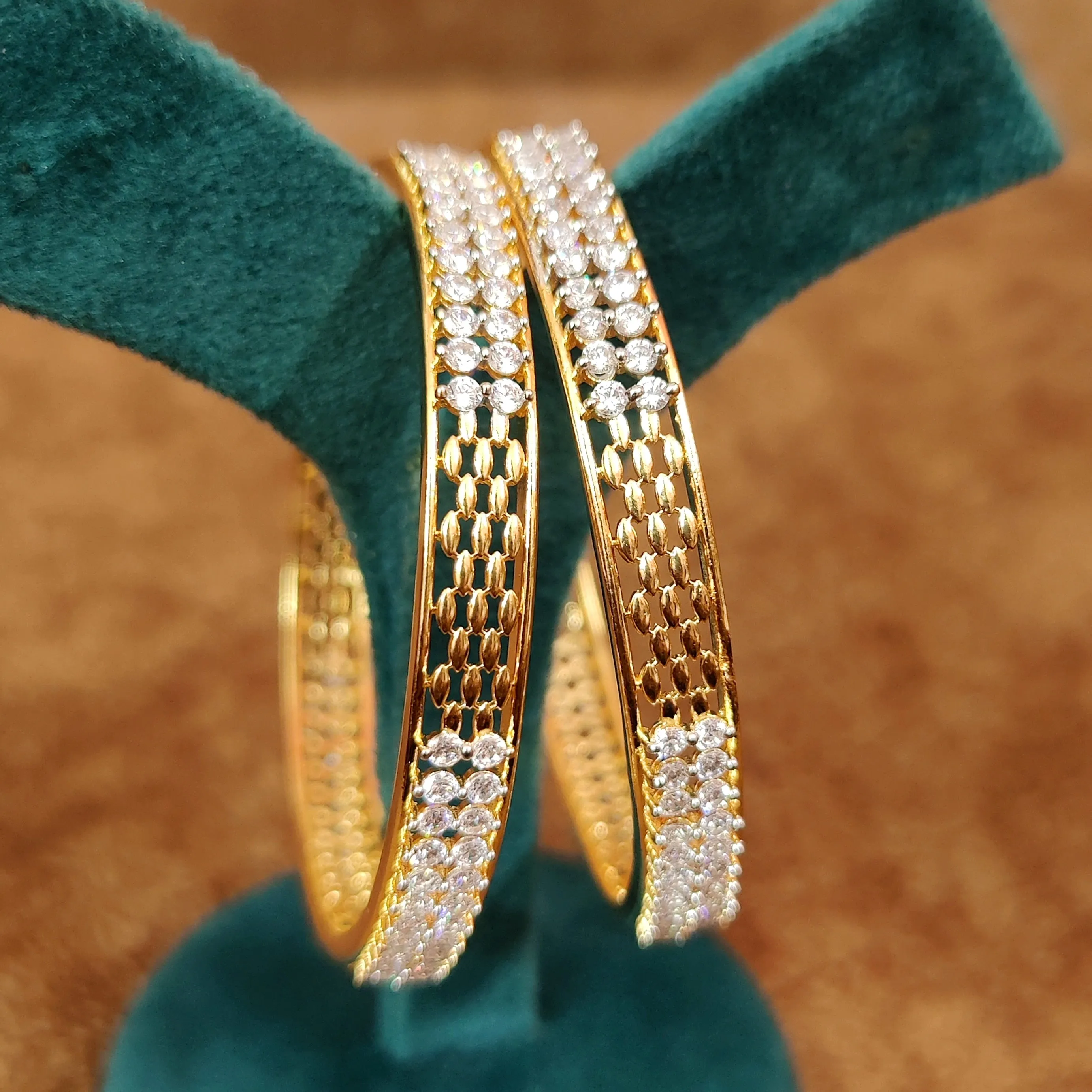 CARTIERR INSPIRED CZ STUDDED GOLD BANGLES