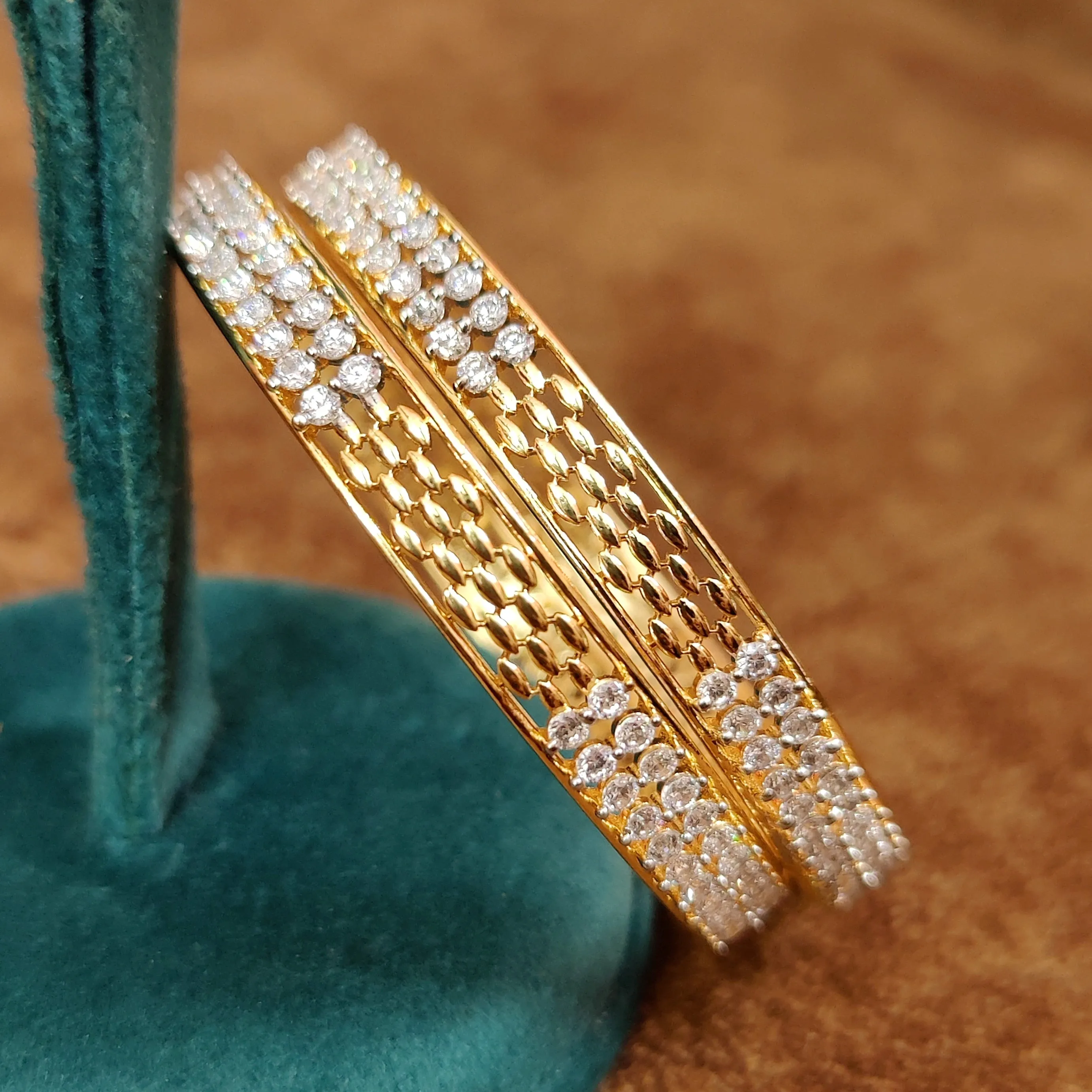 CARTIERR INSPIRED CZ STUDDED GOLD BANGLES