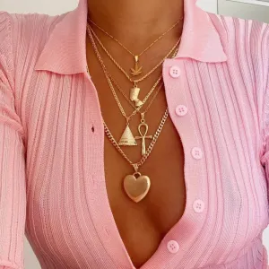 Casual Solid Patchwork Chains Necklaces