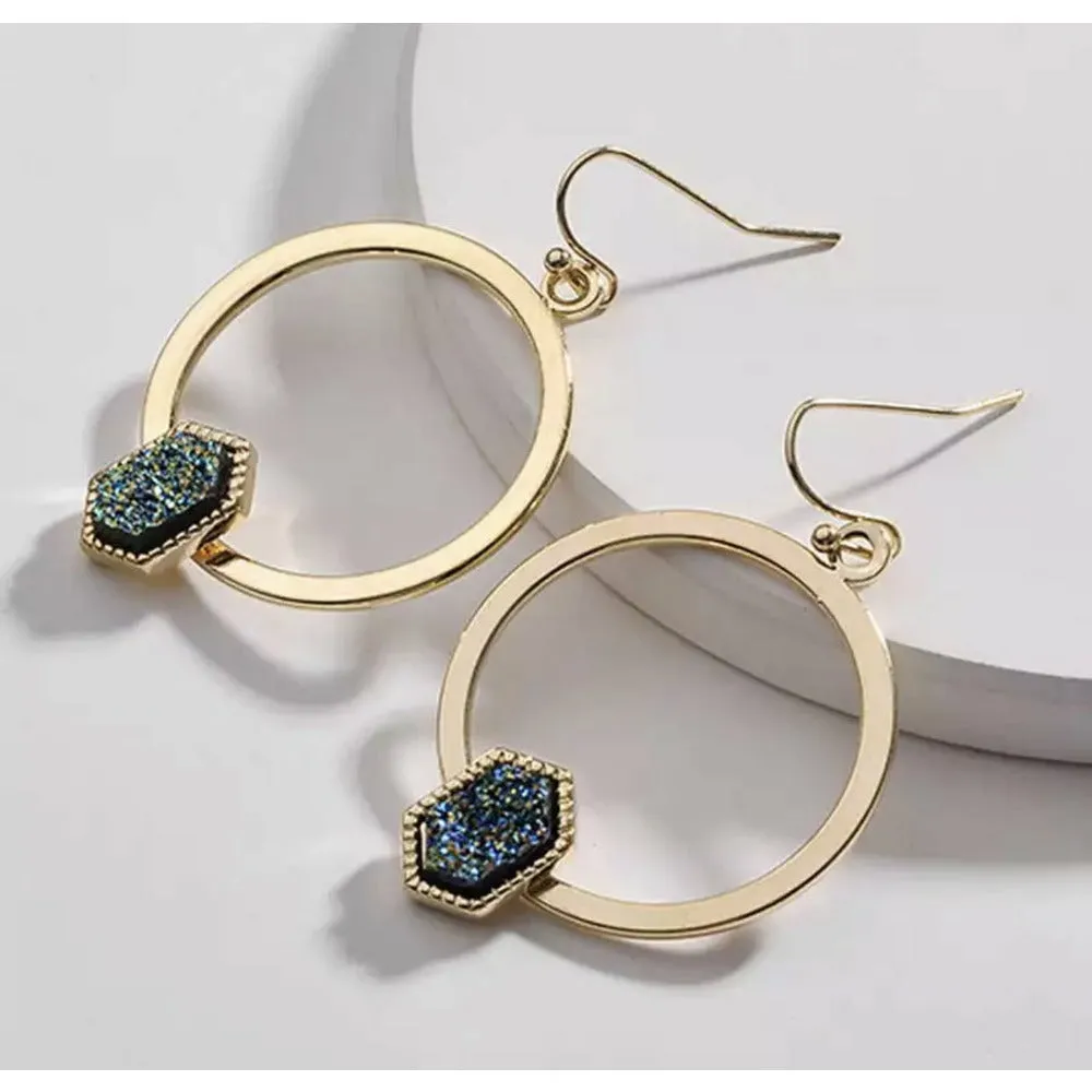 Choi Drusy Geometric Drop Earrings