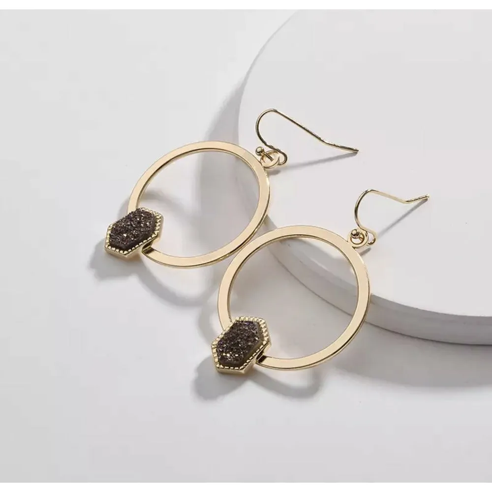 Choi Drusy Geometric Drop Earrings
