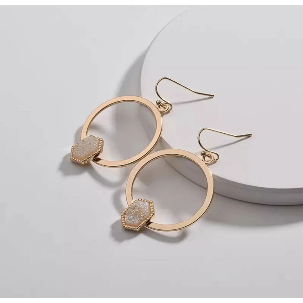Choi Drusy Geometric Drop Earrings
