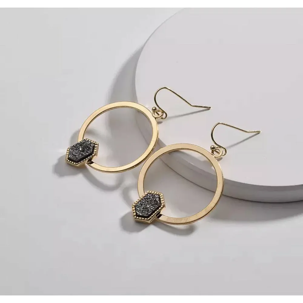 Choi Drusy Geometric Drop Earrings
