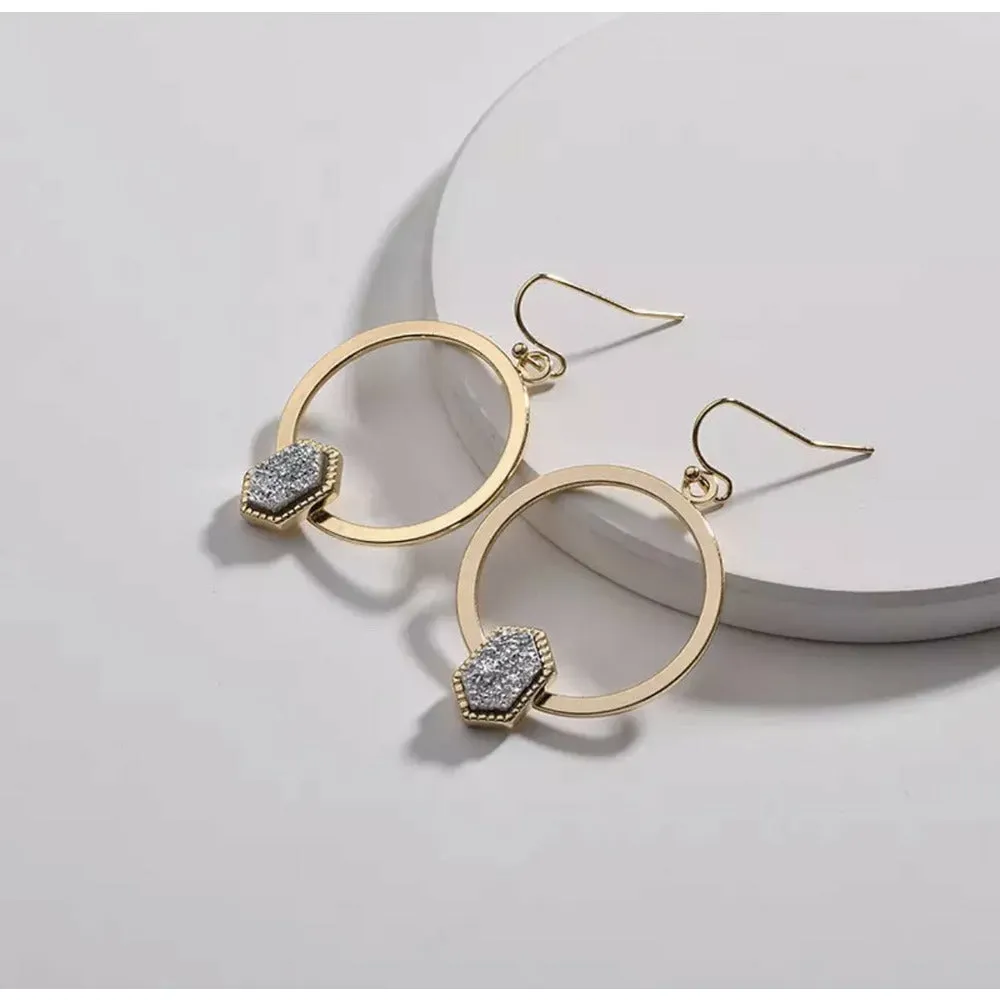 Choi Drusy Geometric Drop Earrings