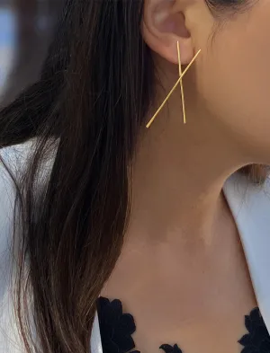 CHOPSTICK Long Earrings | 18K Gold Over Sterling Silver