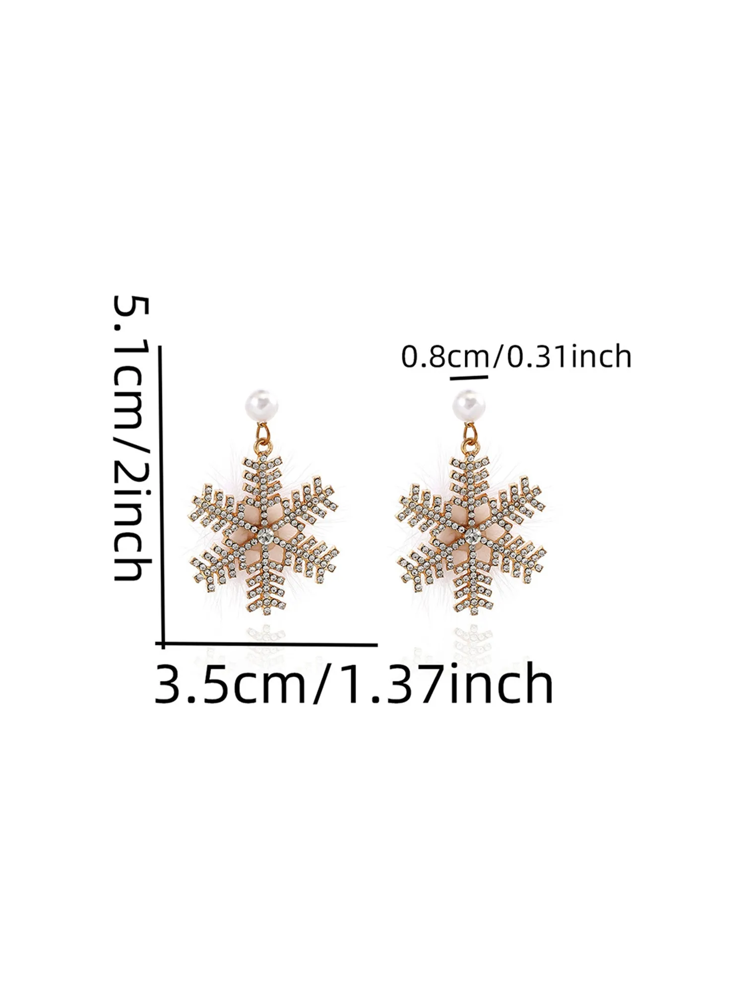 Christmas Plush Snowflake Diamond Super Shiny Pearl Earrings