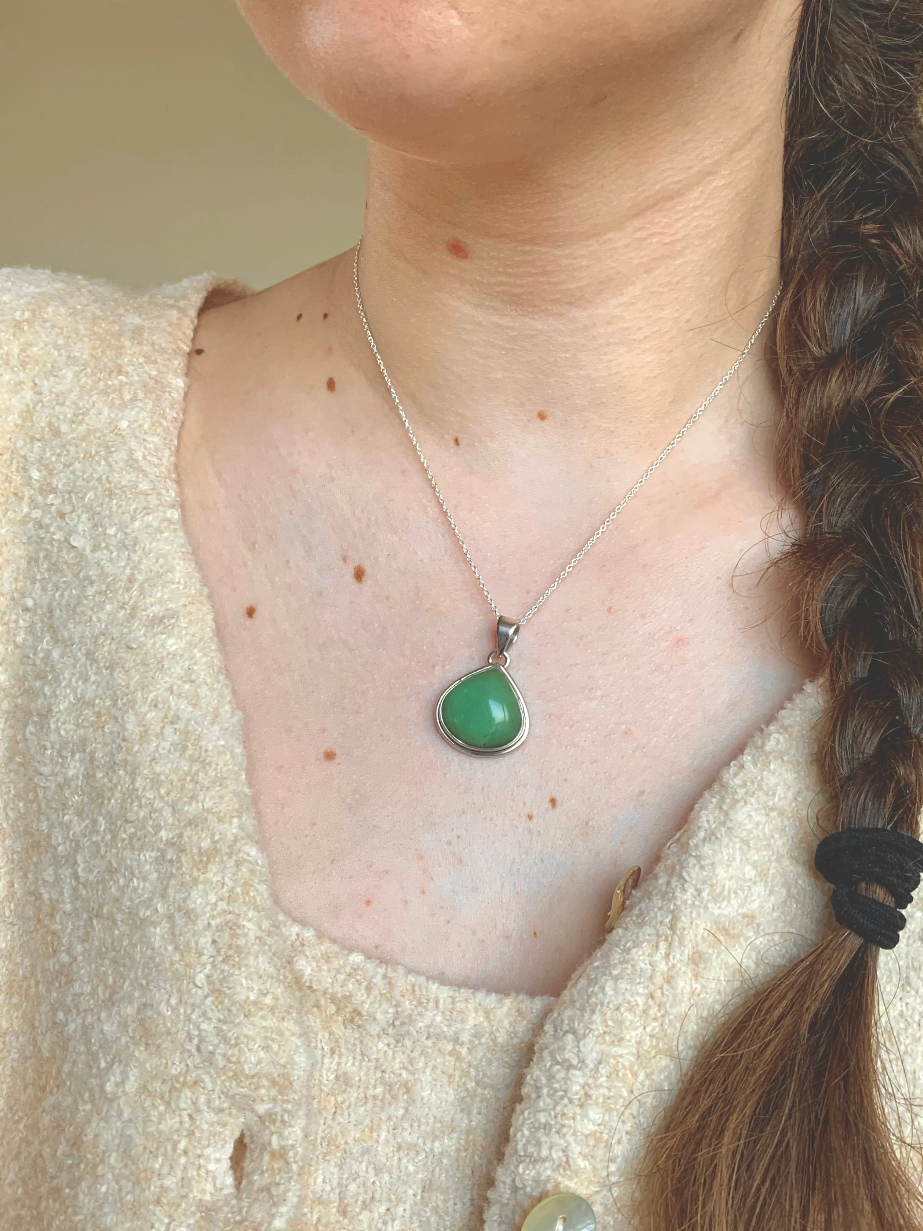 Chrysoprase Brea Pendant - Small Chunky Drop