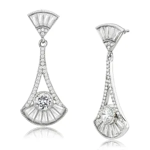 CJ373 Wholesale Women's Stainless Steel AAA Grade CZ Clear Dangle Earrings