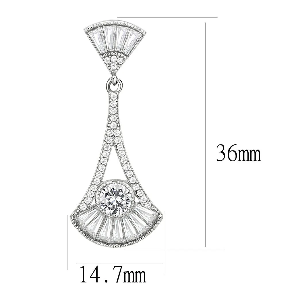 CJ373 Wholesale Women's Stainless Steel AAA Grade CZ Clear Dangle Earrings