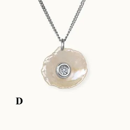 Clams. Mother of Diamond Silver Pendant