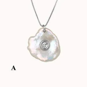 Clams. Mother of Diamond Silver Pendant